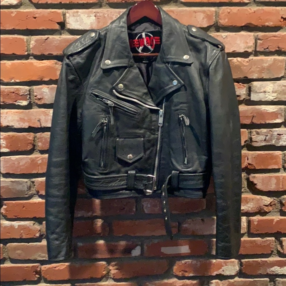 Biker vegan leather jacket